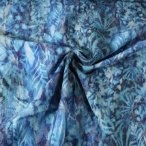Tissu Viscose Bia Floral Sur Fond Bleu - Au Mètre - Craftine
