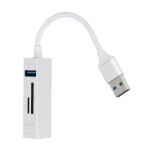 Hub Usb 5 En 1 Avec 3 Ports Usb Et Lecteur De Carte Sd Micro-sd Linq Argent