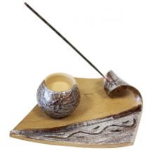 Porte-encens Artisanal Pour Bâtons, Cônes Et Charbon Marron - TDK