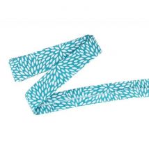 Biais De Couture 3 M X 20 Mm - Bleu Clair À Pétales Blancs - Artemio