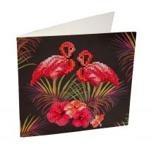 Carte À Diamanter Strass Crystal Art Flamant Rose 18 Cm - Diamonds
