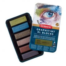 Derwent - Xl Graphitint - Boîte Métal 6 Blocs Graphite + Pigments Aqu - Derwent