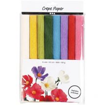 Assortiment De Papier Crépon - Couleurs Classiques - 25 X 60 Cm - 8 Rouleaux - CC Hobby