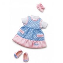 Ensemble Robe A Pois Bleu 38 Cm - Tenue - Vêtement Trudi - Habit Poupée - Accessoires Poupon (01) - Trudi