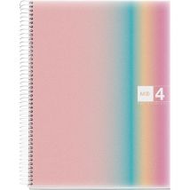 Cahier - A4 - Spirales - Petits Carreaux - Polypro - 120 Pages Perforées - Arc-en-ciel - Agipa