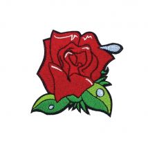 Ecusson Brodé Rose Rouge - Patch Fleur, Motif Thermocollant. Made In France - Saperlipopette by Léna