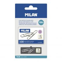 Blister Boîte 100 Trombones Métalliques Nickelés 33 Mm - Milan