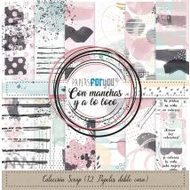 Pochette De 12 Feuilles Recto Verso Con Manchas Y A Lo Loco - Papersforyou