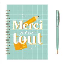 Coffret Merci Pour Tout - Carnet À Spirales & Stylo - Cadeaux-et-anniversaire.com