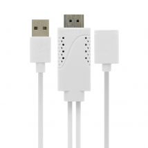 Câble Usb Femelle Mhl Vers Hdmi Mâle Et Usb Mâle Smartphone / Tablette - Blanc - Avizar