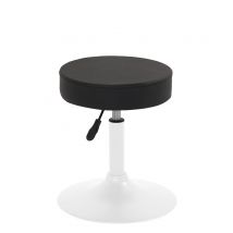 Petit Tabouret Simili Rond Rembourré Pivotant Hauteur Réglable 43 À 57 Cm Yu (noir Blanc) - Kayelles