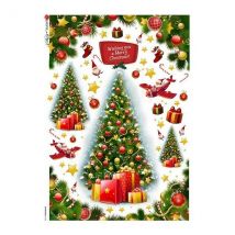 1 Feuille De Papier De Riz 22.5 X 32 Cm Découpage Collage Paper Designs Noel Decoration Sapin Cadeau 0158 - No Name