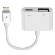 Adaptateur Iphone / Ipad Lightning Vers Usb Et Lightning Charge Compact Blanc - Avizar