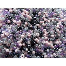 1000 Perles De Rocaille Violet Rose Gris Noir - Mélange Multicolore Ø 2 Mm 12/0 - Creation Bijoux - La boutique de Karine