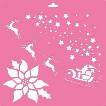 Pochoir Plastique Souple Réutilisable 30 X 30 Cm Fabrika Decoru Pere Noel Traineau Fleur Etoile 169 - FABRIKA DECORU