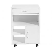 Sobuy Fbt106-w Support Imprimante Roulant Bureau Mobile Caisson Meuble De Rangement Bureau Avec Tiroir Et Porte Blanc - Sobuy
