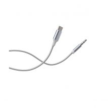 Force Power Câble Audio Usb-c Vers Jack 3.5mm En Nylon Tissé Renforcé 1,2m Blanc