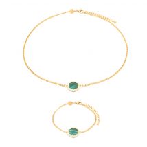 Collier Et Bracelet Hexalia En Pierres Malachite - SLOYA