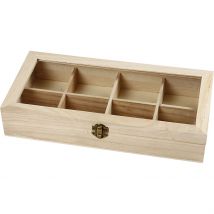 Boîte En Bois Et Couvercle Verre, Dim. 32x16x6 Cm, Diamètre Intérieur 7x7 Cm, 1 Pièce - CC Hobby