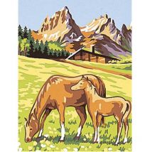 Kit Canevas Chevaux 25x30cm - LUC