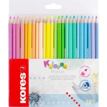 24 Crayons De Couleur - Pastel - Enfant - Dessin - Loisirs Créatifs - Kores