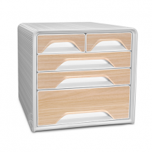 Bloc De Classement 5 Tiroirs Panachés Smoove Blanc Et Hêtre - Cep - Cep