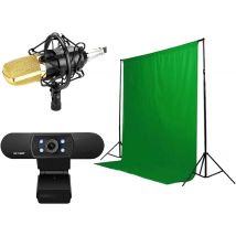 Steelplay - Pack Streamer Pro Hd 4 En 1 - Micro + Webcam + Fond Vert + Trepieds X2