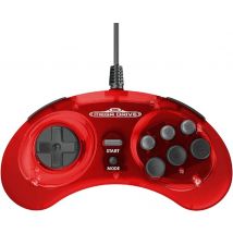 Retrobit - Sega Mega Drive Manette Crimson Red Filaire 8 Boutons - Connexion Usb - Retro Bit