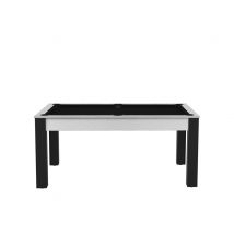 Billard Floride Convertible En Table À Manger - 6 Personnes - Blanc Boisé Tapis Noir - 1001jouets