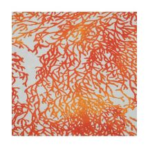 Tissu Toile Imprimé Coraux Orange (2001) Vendu Au Mètre - Distrifil
