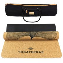 Tapis Yoga Antidérapant Liège-caoutchouc Naturel Ginkgos Biloba 183x66x0,5cm Sangle + Sac Transport - Yogaterrae