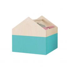 Boîte De Rangement Bicolore House Turquoise - Benlemi