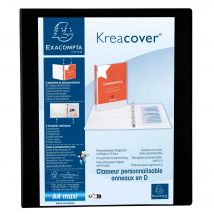 Classeur Pp Personnalisable Kreacover - 4 Anneaux En D 30mm - A4 Maxi - Noir - X 10 - Exacompta