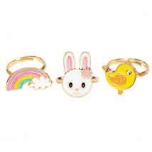 Set 3 Bagues Lapin/poussin/arc-en-ciel - Great Pretenders