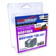 Lot De 3 Rubans Compatibles Pour Titreuse Brother Tze-241 18mm/8m Plastique Noir Sur Blanc - Surdiscount