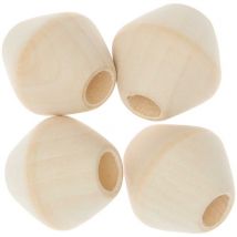 4 Perles Toupies Pour Macramé - Bois Nature - 30 Mm - Rico Design