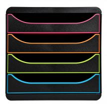 Module De Classement Big Box 4 Tiroirs Black Office - Noir/arlequin - Exacompta