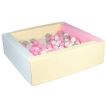 Piscine À Balles Carrée Avec 200 Balles - Bords 3 Couleurs/blanc, Transparent, Rose Clair, Gris - Velinda