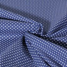 Tissu Popeline De Coton Carmella À Pois Blanc Sur Fond Bleu Marine - Au Mètre - Craftine