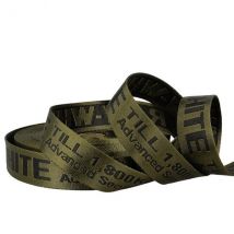 Film 20m Sangle Jacquard Raw White 35mm Kaki/noir - My mercerie