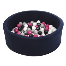 Piscine À Balles Aire De Jeu + 150 Balles Bleu Marine Noir, Blanc, Rose,gris - Velinda