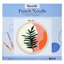 Figured'art Punch Needle Kit Complet Pour Adultes Et Enfants - Feuille Variation 2 - Parfait Pour Débutant. Set Prêt À Broder Taille 20x20cm Avec