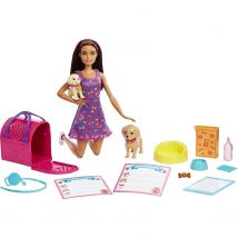 Barbie Set De Jeu D'Adoption De Chiots Avec Poupée Brunette - Mattel