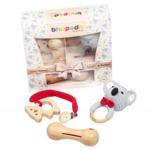 Coffret De 3 Hochets En Coton Et Bois Naturel - Sevira Kids