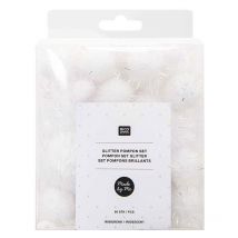 60 Pompons Brillants Blancs Irisés - Rico Design