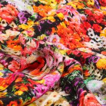 Tissu Crêpe Marocain De Viscose Digital Flory Sur Fond Bleu Marine - Au Mètre - Craftine