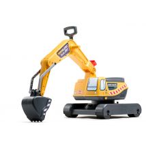 Pelleteuse Super Builder Avec Cabine Rotative - Bras De Pelle Et Godet Entièrement Articulé - Assise Ouvrante - Jaune - Dès 3 Ans - 100% Fabriqué En 