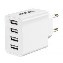 Akashi Chargeur Secteur 25w 4 Ports Usb Charge Rapide Design Compact Blanc