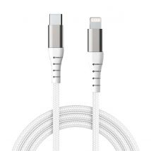 Force Power Câble Renforcé Usb C/lightning 3m - 3a Blanc