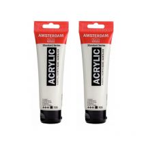 2 Tubes De Peinture Acrylique Blanc Titane Amsterdam 120ml